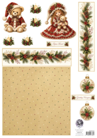 pop-up en decoupage - kerst rood-beige