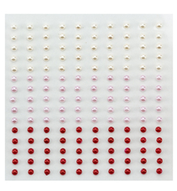 Adhesive half pearls 3 tinten rood