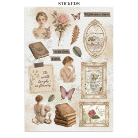 Flowers and Poems - Junk Journal Stickers, Backgrounds, Cut-Outs