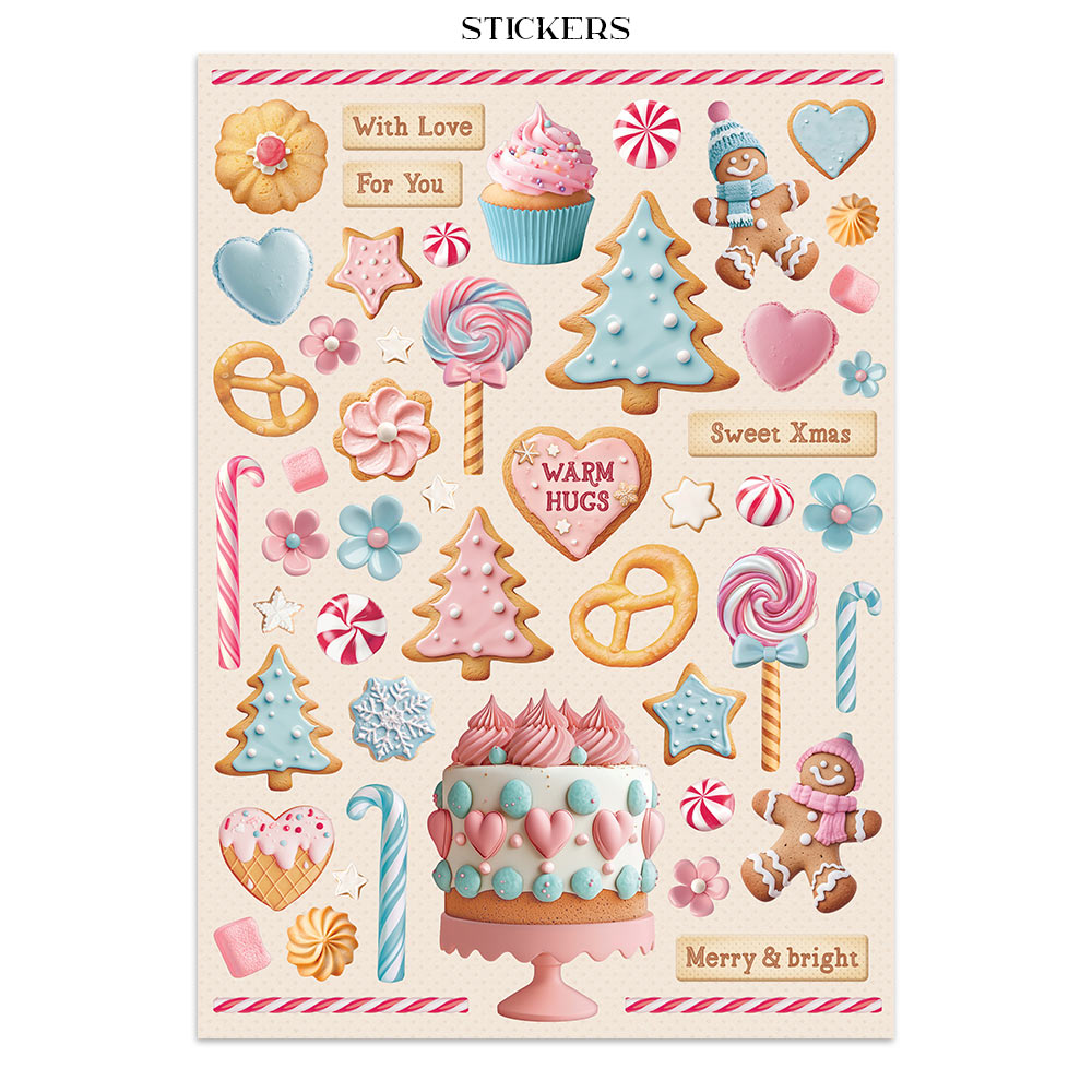 Candy Christmas - Junk Journal Stickers, Backgrounds, Cut-Outs