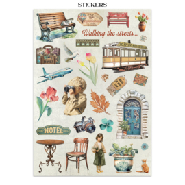 Art of Travelling - Junk Journal Stickers, Backgrounds, Cut-Outs