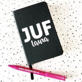 Notitieboekje | Juf + naam | Zwart