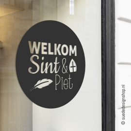 Raamsticker | Welkom Sint & Piet | Zwart