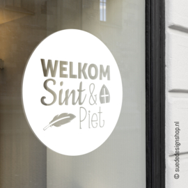 Raamsticker | Welkom Sint & Piet | Wit