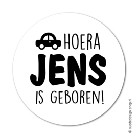 Traktatiesticker | Geboorte | Lettertype Jens