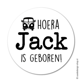 Traktatiesticker | Geboorte | Lettertype Jack