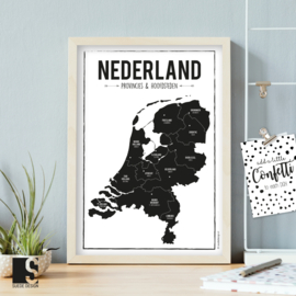 A4 Schoolposter | Nederland Provincies & hoofdsteden (licht beschadigd)