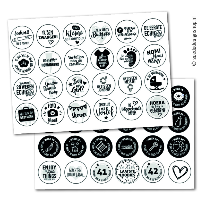 Stickers | Hoogtepunten Zwangerschap | 48 stuks