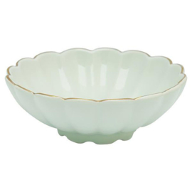 Greengate Lotus bowl pastel green with golden edge.
