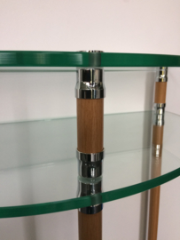 Halfronde sidetable chroom/beuken