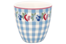 Greengate Mini latte cup/beker Viola check pale blue.