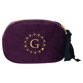 Greengate Suede cosmetic bag plum met logo