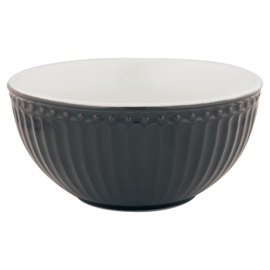 Greengate Cereal bowl Alice dark grey.