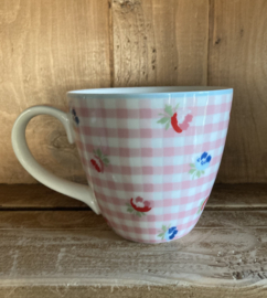 Greengate Mug/beker Viola check pale pink