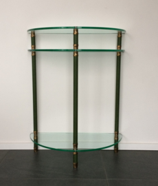 Halfronde sidetable brons/groen lederlook