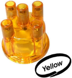 CLEAR TRANSPARANT STOCK TOP MOUNT DISTRIBUTOR CAP. FITS BOSCH DISTRIBUTOR, YELLOW