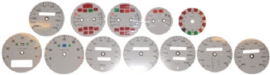 GAUGE DECOR PLATE SET, WHITE, MPH/KM/T, 7000 RPM.