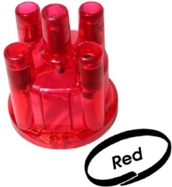 CLEAR TRANSPARANT STOCK TOP MOUNT DISTRIBUTOR CAP. FITS BOSCH DISTRIBUTOR, RED