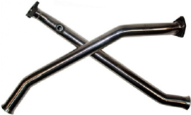 CROSS PIPE SET WITHOUT CATALYTIC CONVERTER, 54 MM PIPES, BRUSHED STAINLESS STEEL, "BISCHOFF"
