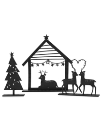 Kerstset | kerststal, kerstboom en hertjes