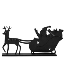 Houten Kerst set bij grachtenpandjes | Kerstman met arreslee