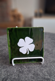 Tegeltje 10x10 | Klavertje donker groen