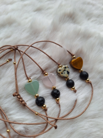 Armband | Lavasteen en hartje Aventurijn