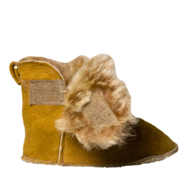 Kinderslofje Maat 19/21/23 - Camelbruin Suede met Bruin Bont