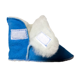 Kinderslofje Maat 19/21/23 - Hemelsblauw Suede met Wit Bont