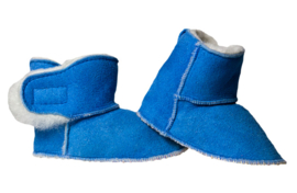 Kinderslofje Maat 19/21/23 - Hemelsblauw Suede met Wit Bont