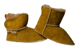 Kinderslofje Maat 19/21/23 - Camelbruin Suede met Bruin Bont