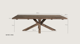 Ralf teak houten tafel 250cm