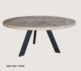 Oakly table grijs rond metalen frame 68 cm hoog