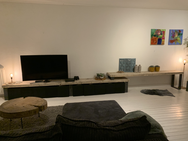 Groene achtergrond Sluiting amateur Tv meubel verstelbaar | Woonkamer/keuken | Noesst