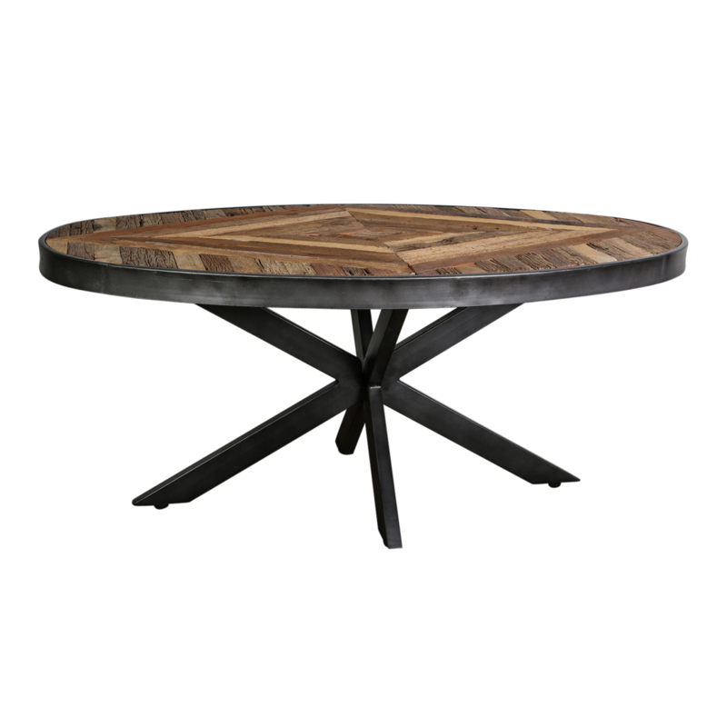 Danyon Oval houten koffietafel zwart frame