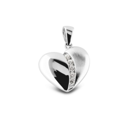 Zilveren hart hanger, mat/glans. RL 003 Zilver