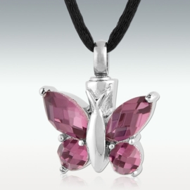 Vlinder met paars/roze glas