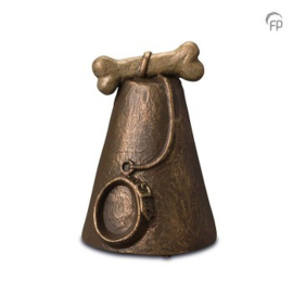 Keramische urn halsband en riem in bronzen afwerking
