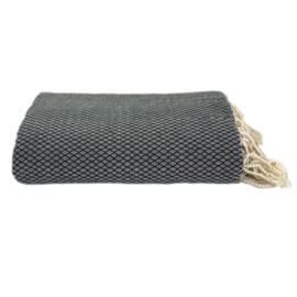 Plaid Grand foulard OTTOMAN - Zwart Antraciet - 190x300cm (LANTARA)