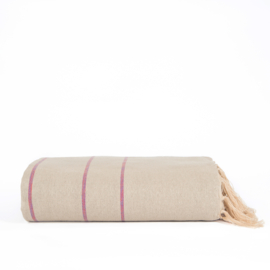 Grand foulard Sprei Nomade Beige Roze streep -  220x280cm