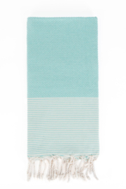 Hammam towel Honeycomb - Mint with ecru stripes - 100X200cm (LANTARA)
