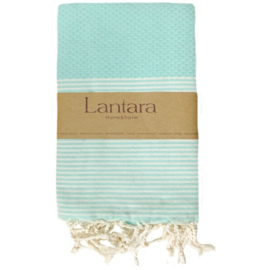 Hammam towel Honeycomb - Mint with ecru stripes - 100X200cm (LANTARA)