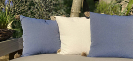 Cushion Pompons - Blue - 55x55cm