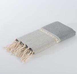 Hammamtowel Honeycomb - Grey with ecru stripes 100x200cm