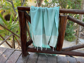 Hammam towel Honeycomb - Mint with ecru stripes - 100X200cm (LANTARA)