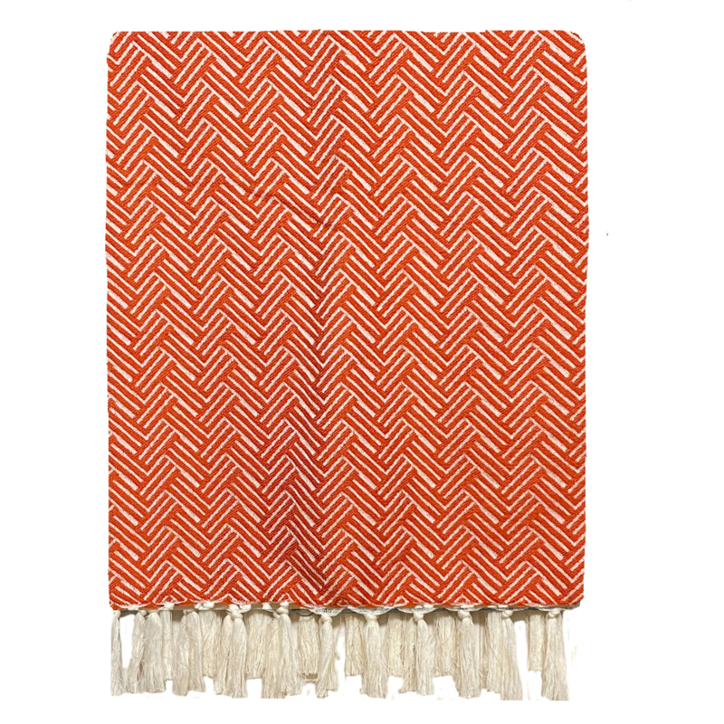 Plaid Wool Vienna - Deep Orange - 160x250cm