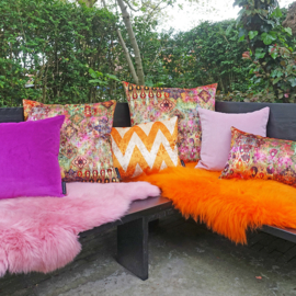 Kussen "Marrakech" velours oranje, roze 65x65 cm