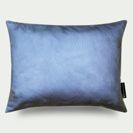 Kussen kunstleer, velours, metallic, blauw, 50x40cm