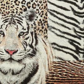 Kussen "Tiger" gobelin, beige, bruin, roestbruin 70x36cm
