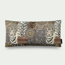 Kussen "Tiger" gobelin, beige, bruin, roestbruin 70x36cm